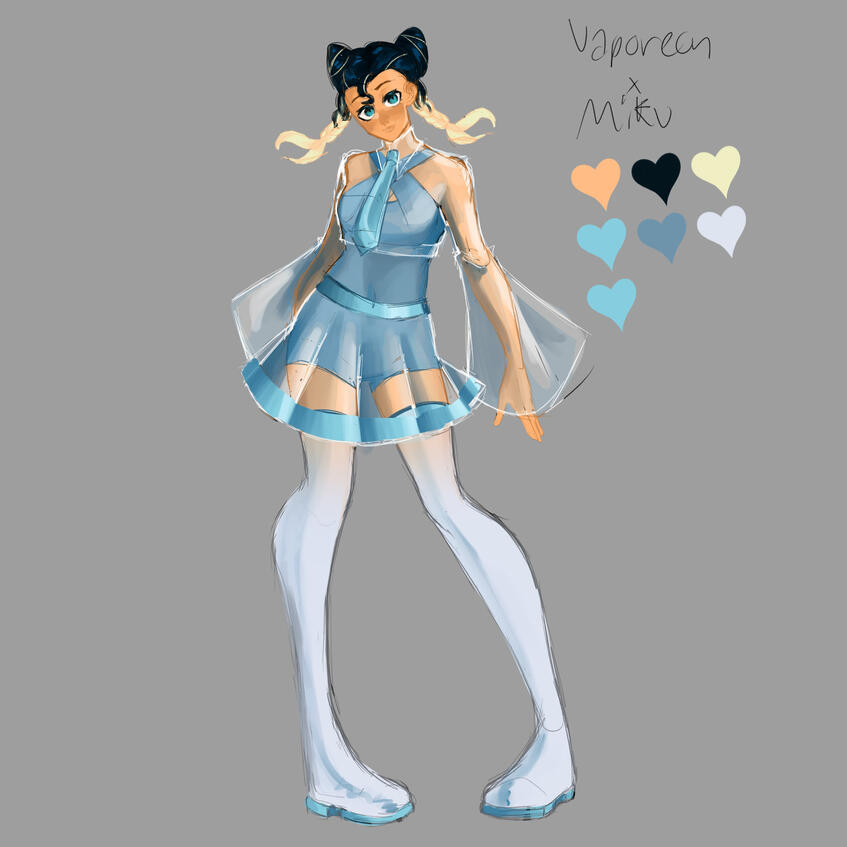 Vaporeon x Miku - Character Design - September 2024